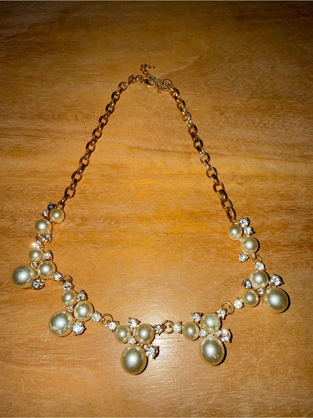 Gold Pearl and Crystal Statement Necklace - Women Jewelry